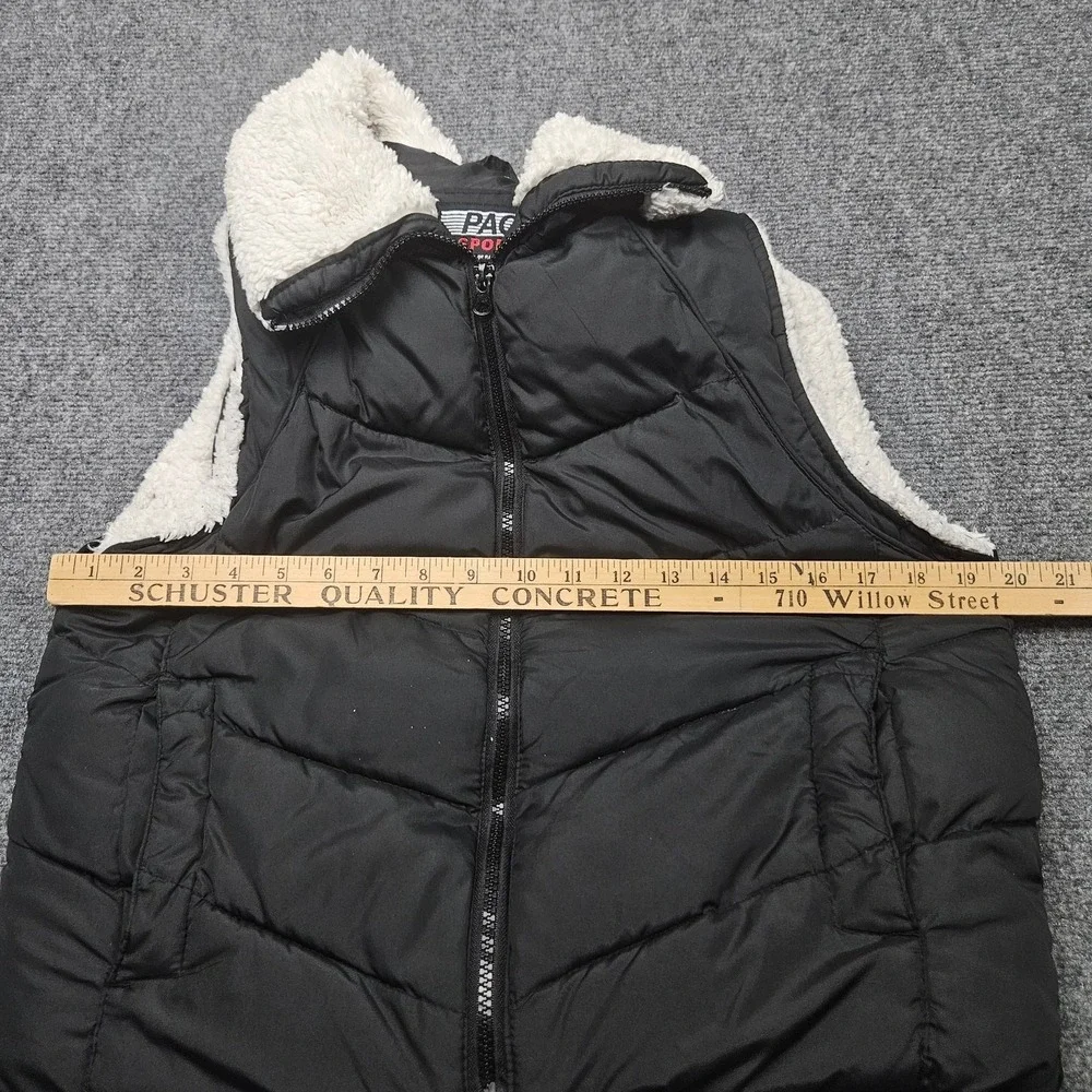 PAO Sport‎ Sherpa Lined Puffer Vest L Black Gorpcore Quilted Insulated Outdoor